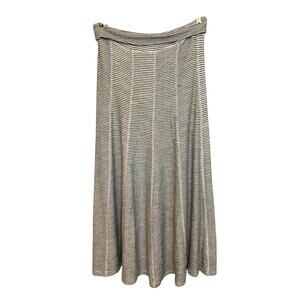 Monteau Black and White Striped Textured Knit Sweater Fall Midi Skirt